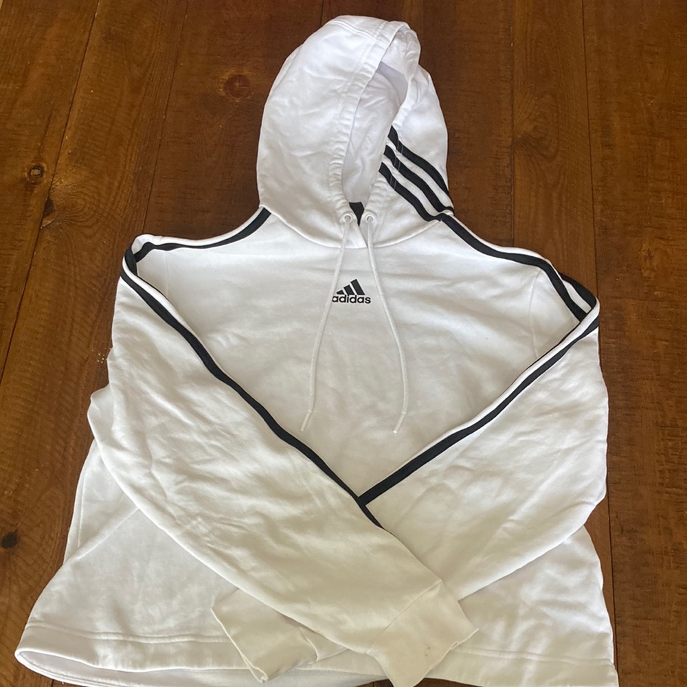 White Adidas Cropped Sweatshirt